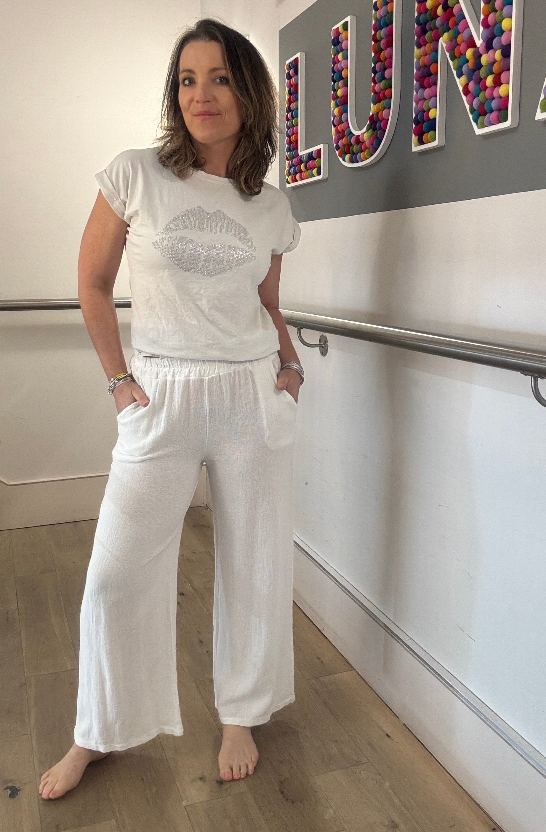 Cotton & Linen Mix Wide Leg Trousers