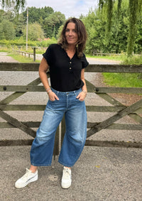 Vintage Wash Barrel Leg Jeans