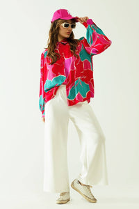 Satin Oversized Floral Top