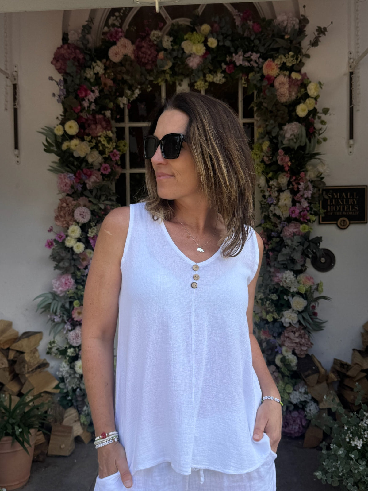 Cotton & Linen Mix Sleeveless Top