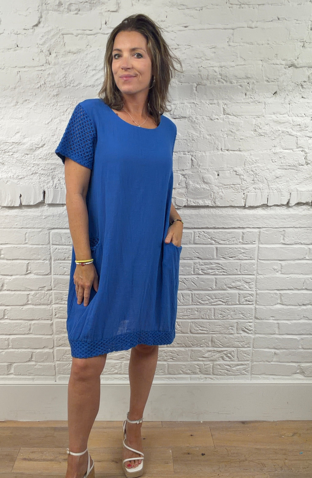 Fiorella Crochet-Trim Pocket Dress