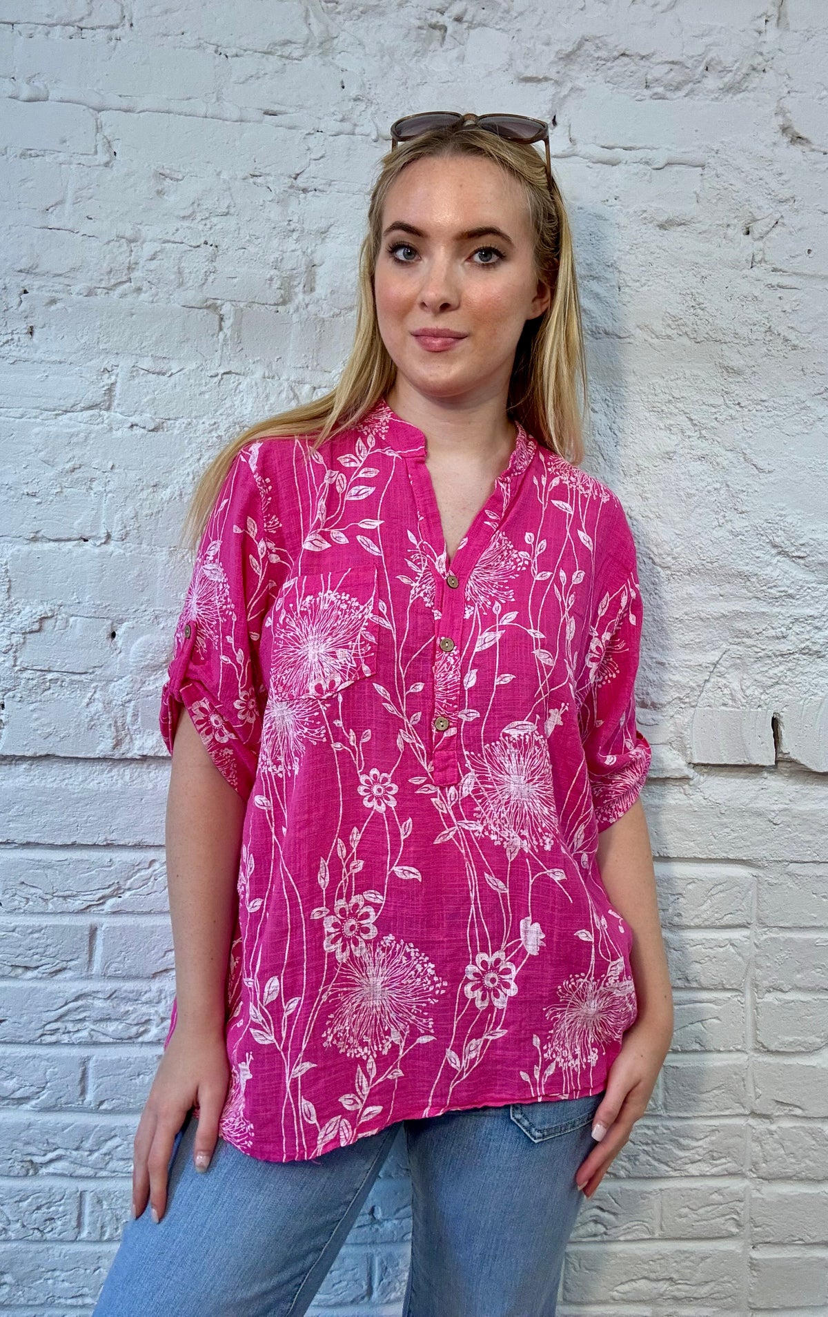 Dandelion Dream Roll-Sleeve Top