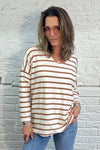 Soft Striped V-Neck Long Sleeve Top