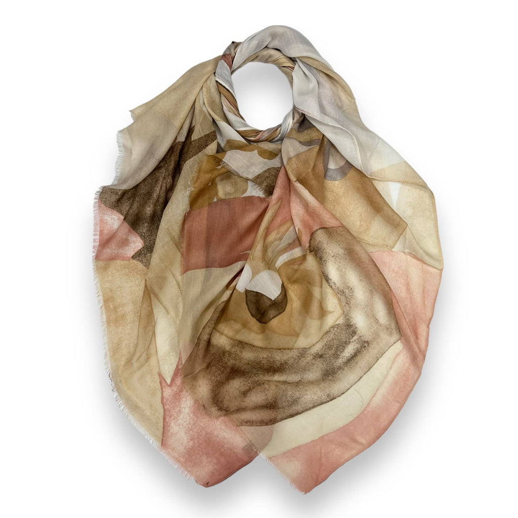 Soft Abstract Painting on Solid Canvas Scarf