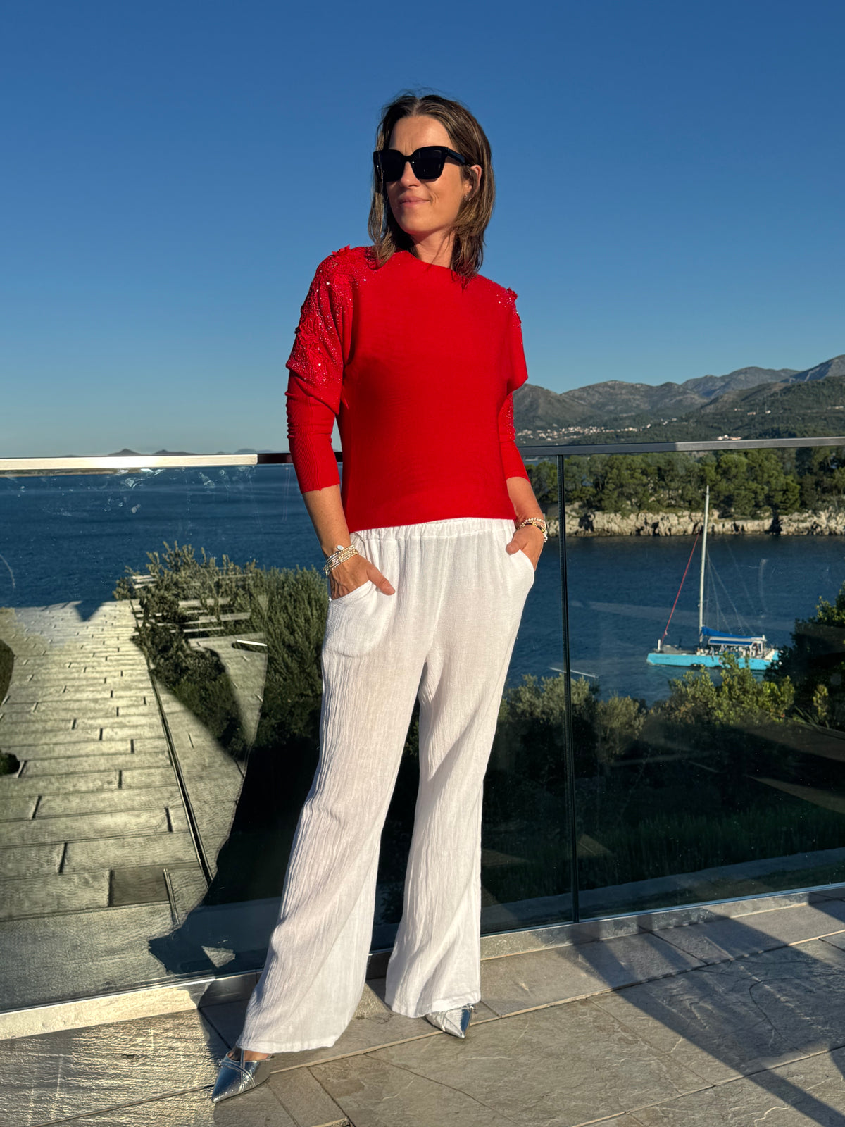 Cotton & Linen Mix Wide Leg Trousers