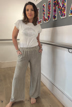 Cotton & Linen Mix Wide Leg Trousers