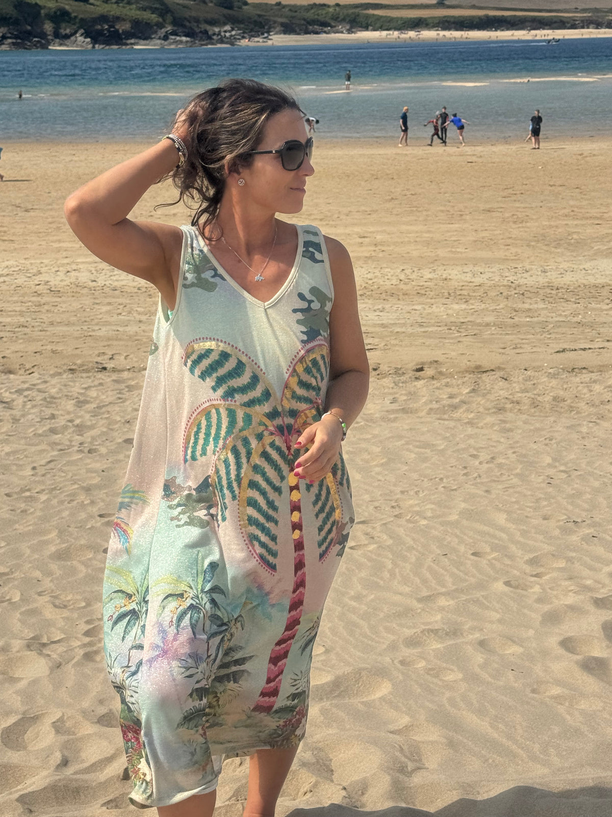 Palm Paradise Sleeveless Beach Dress