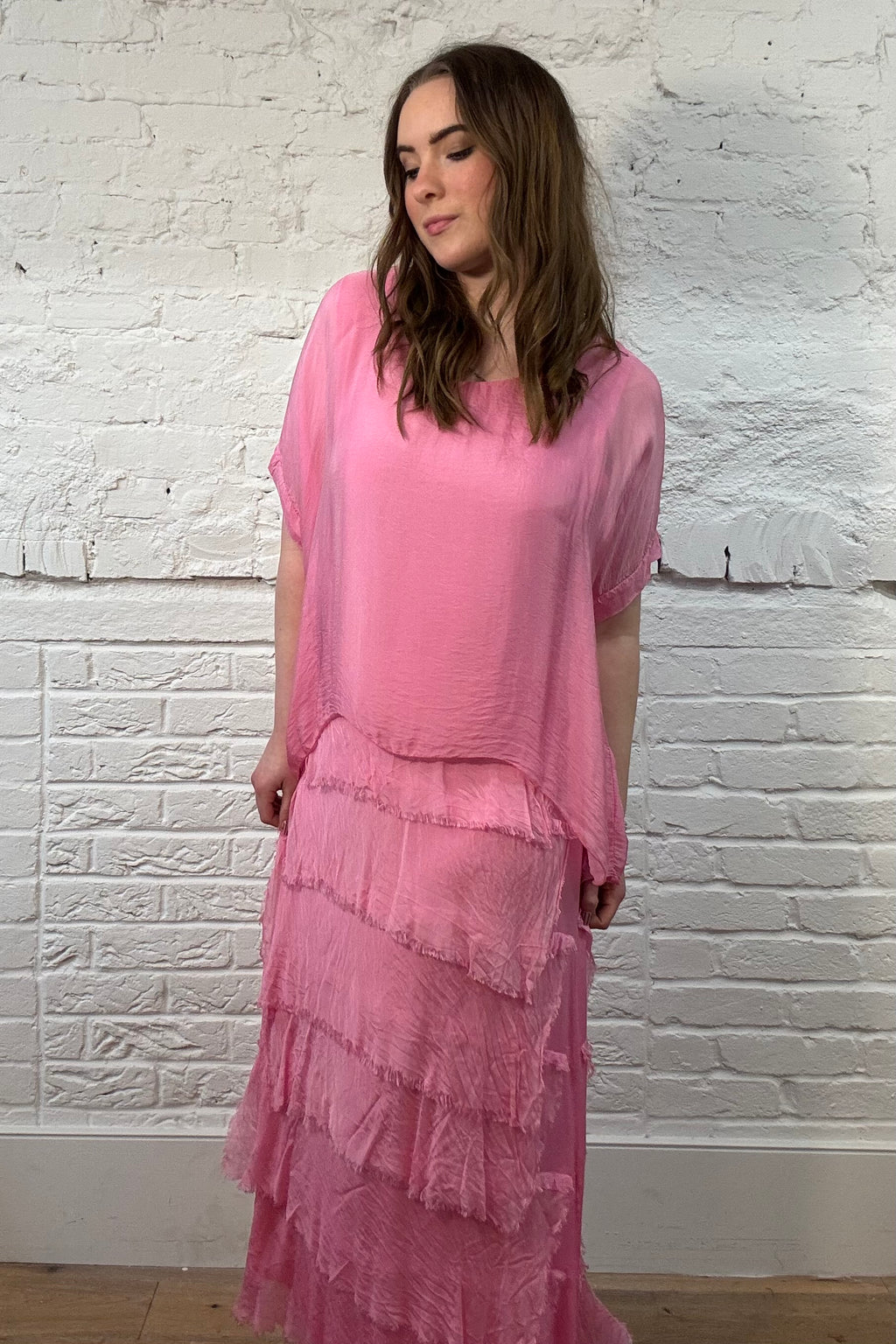 Kleid mit Seiden-Overlay