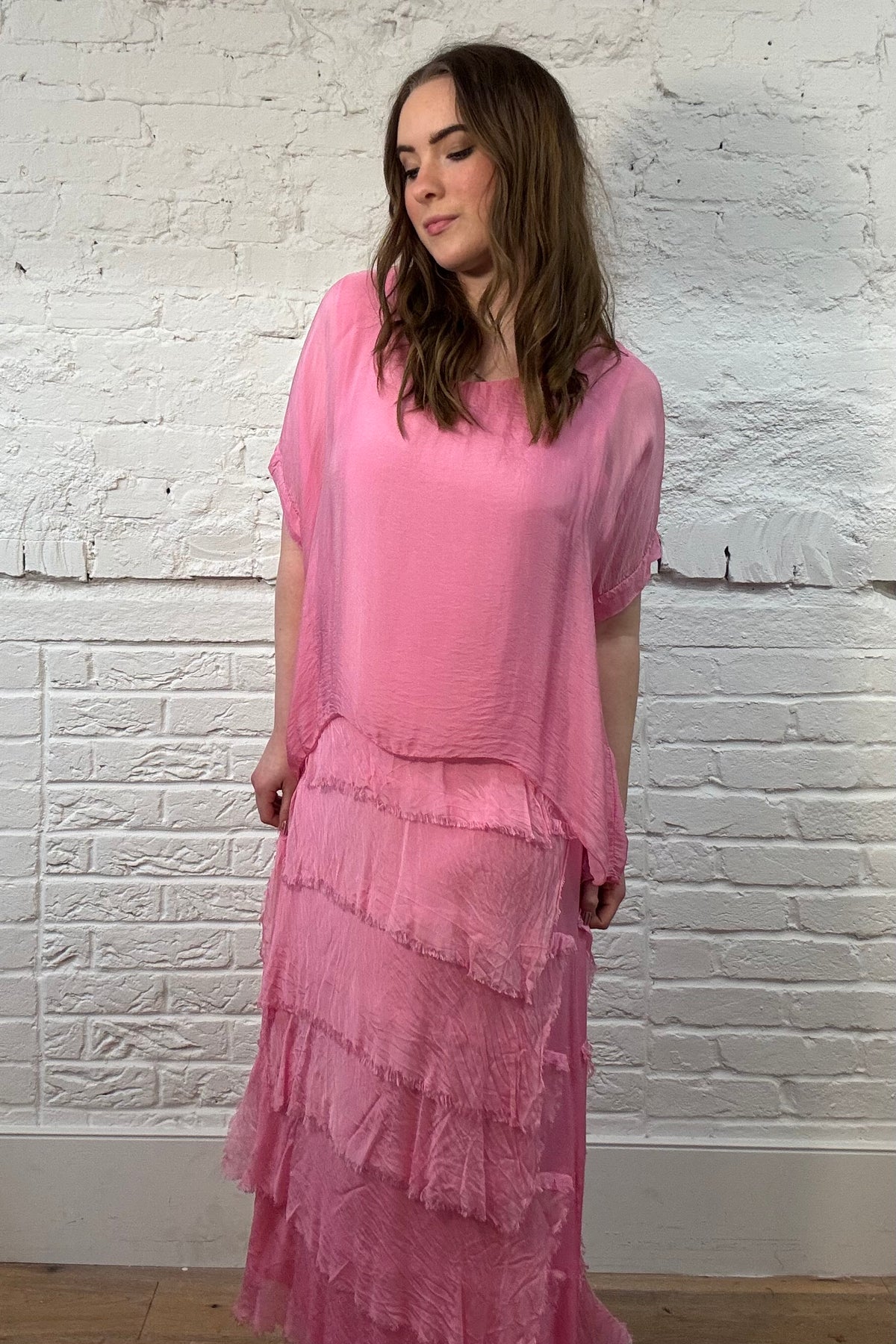 Vestido superpuesto de seda