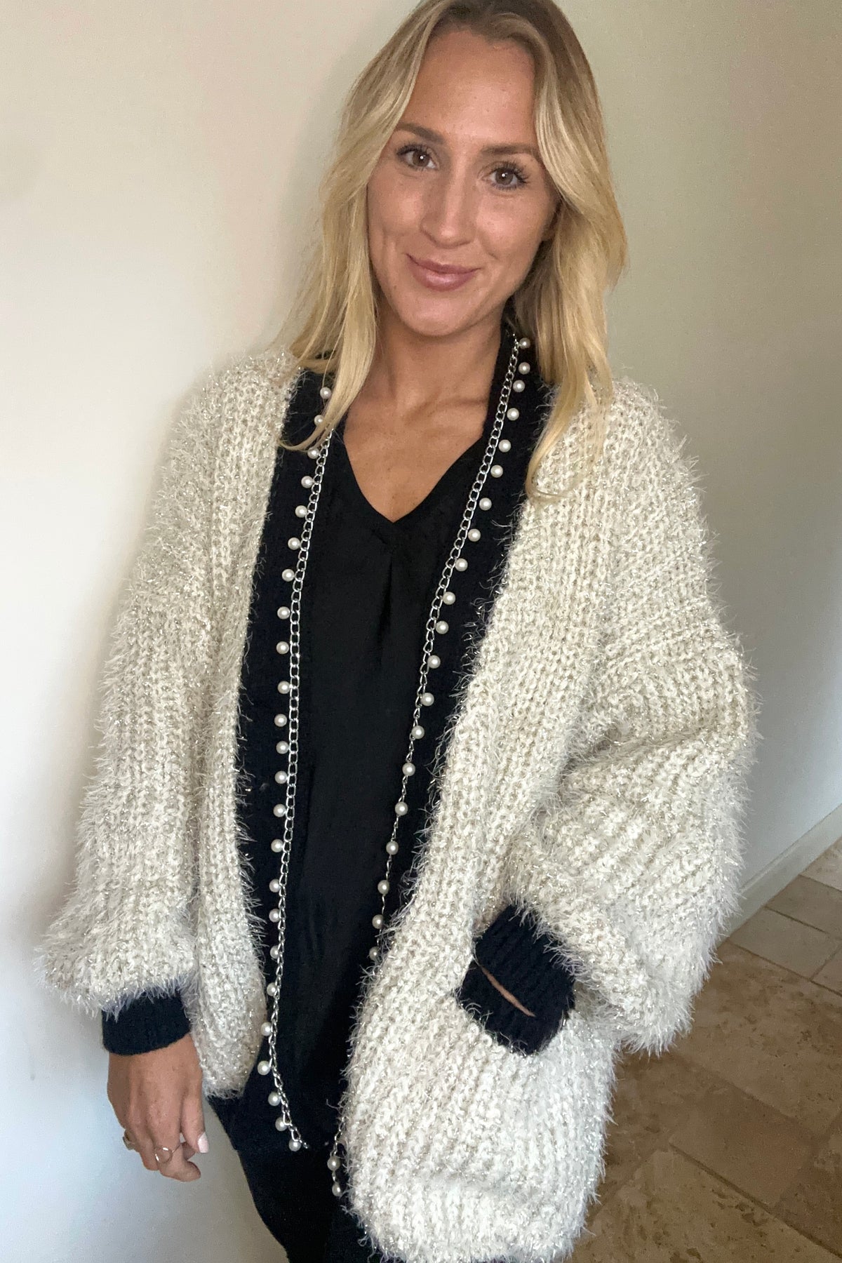 Chain Pearl Cardigan