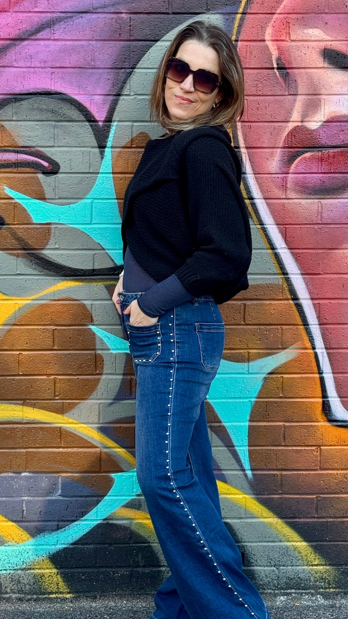 The Evelyn Studded Two Pocket Jean