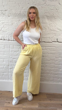 Cotton & Linen Mix Wide Leg Trousers