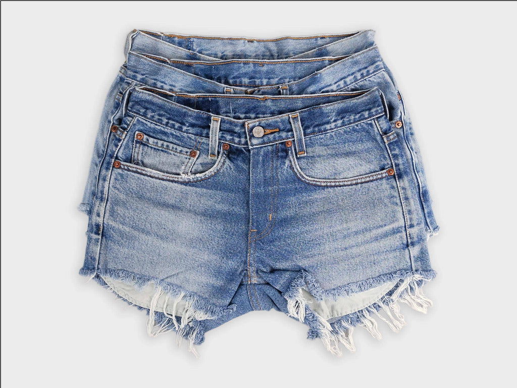 Low-Rise Upcycled Levi Denim Shorts - Original