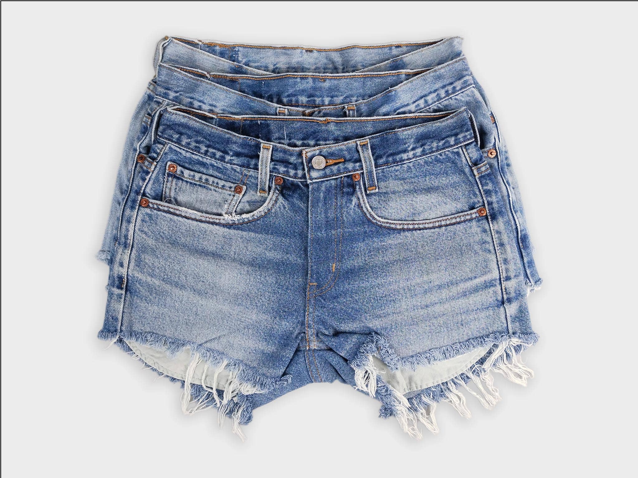 Low-Rise Upcycled Levi Denim Shorts - Original