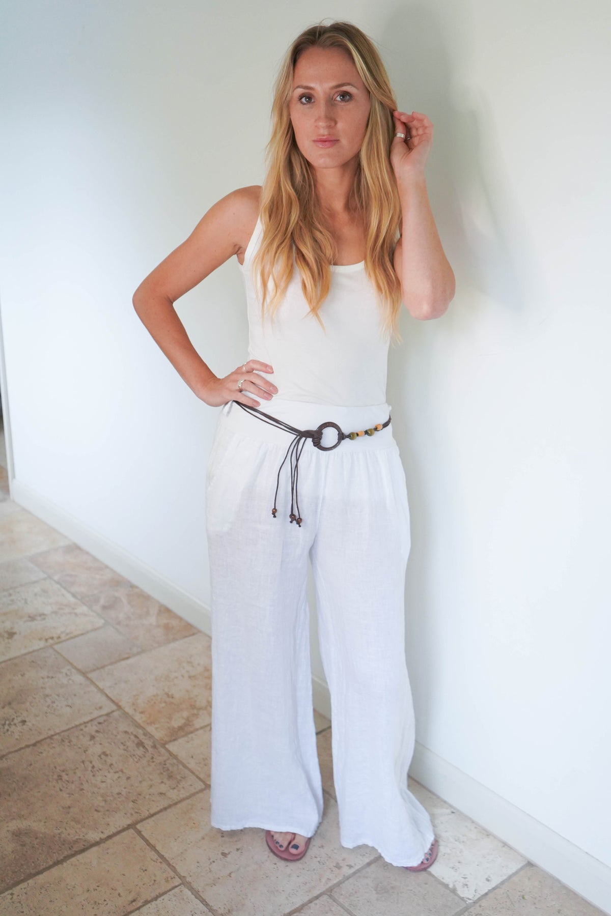 Belted Linen Trousers