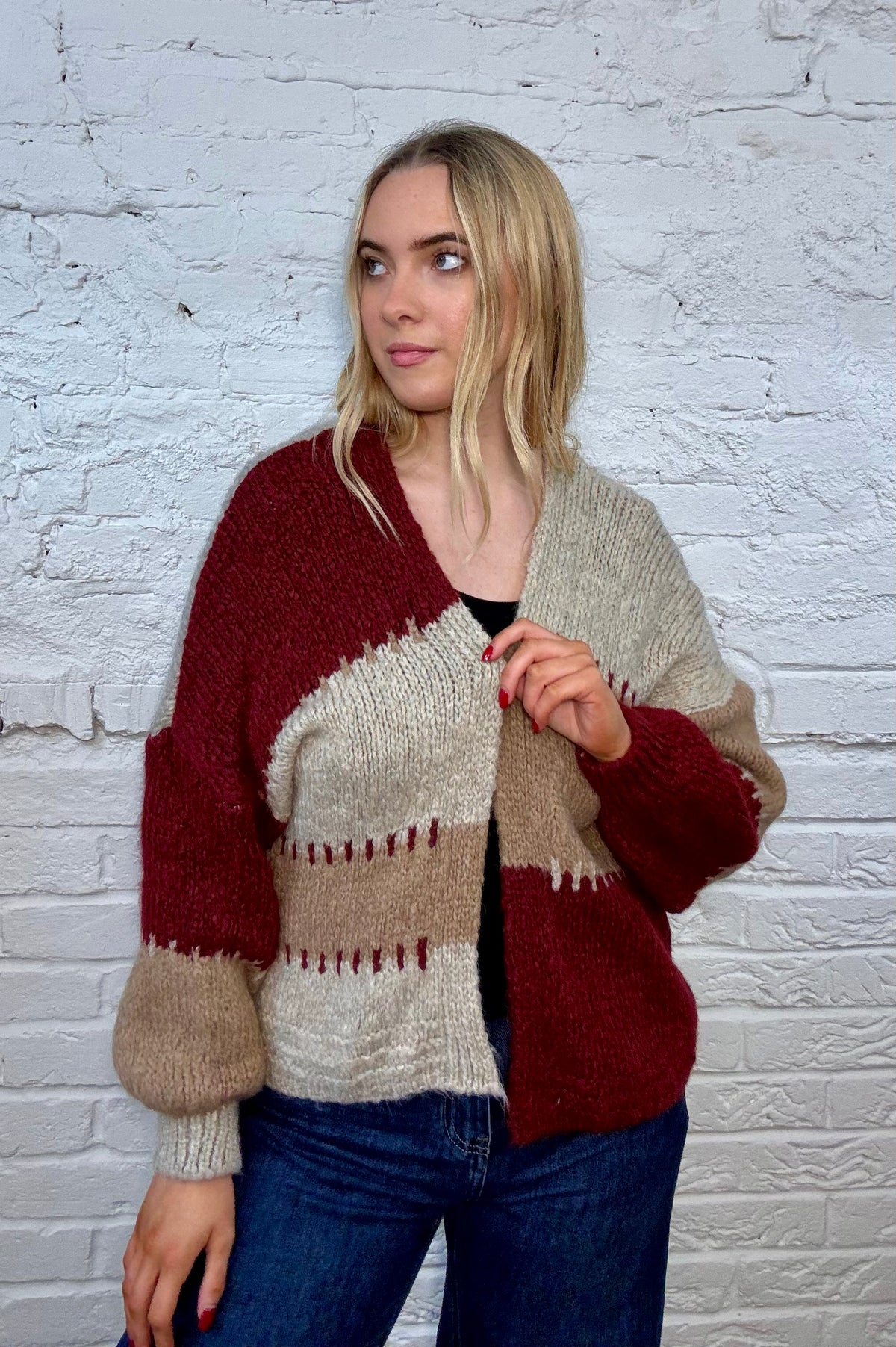 Patchwork Knit Cardigan