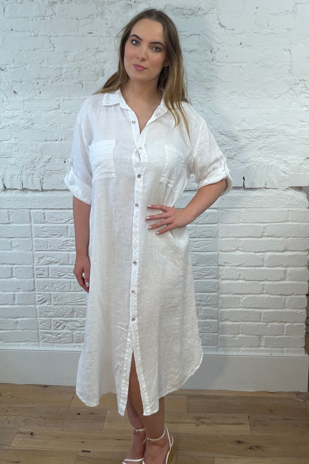 The Yohana Linen Shirt Dress