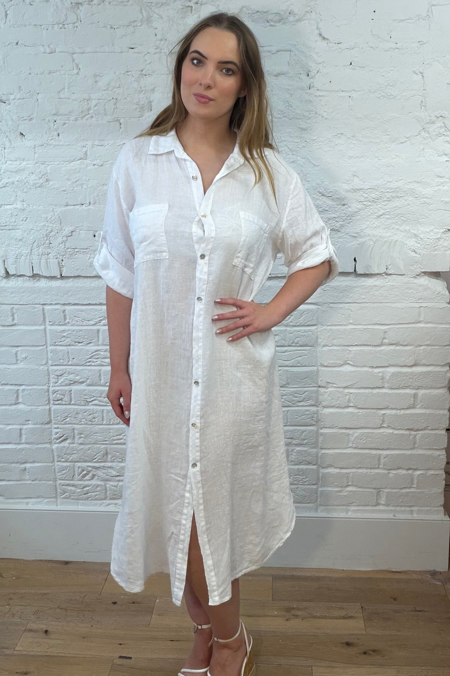 The Yohana Linen Shirt Dress