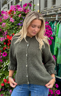 Alpaca Ruffled Cuff Cardigan