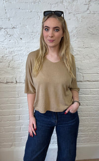 V-Neck Short Sleeve Light Knit