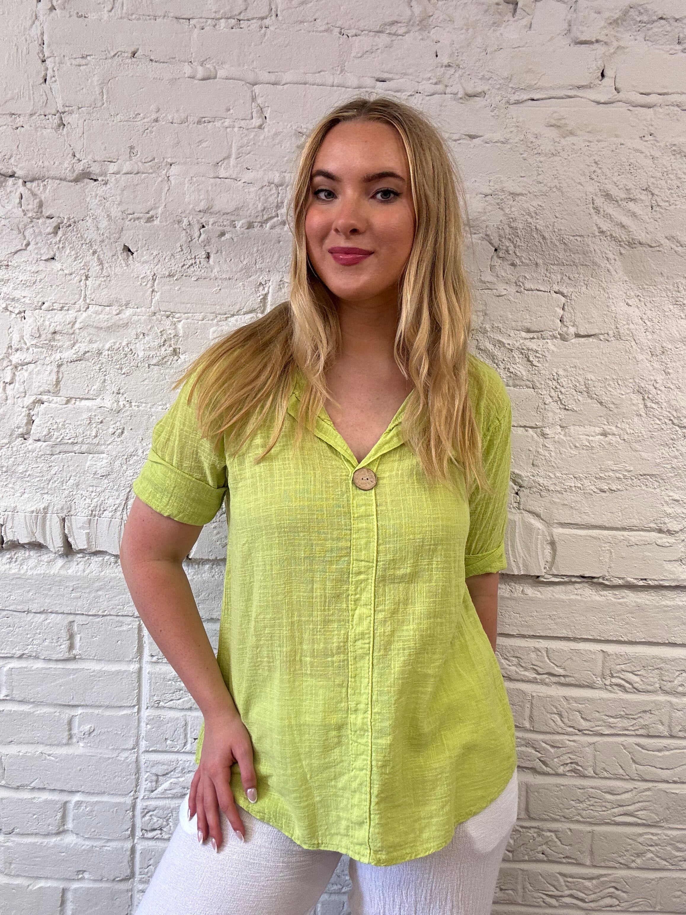 Front Button Detail Cotton Top