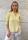 Cotton & Linen Mix Shirred Sleeve Top