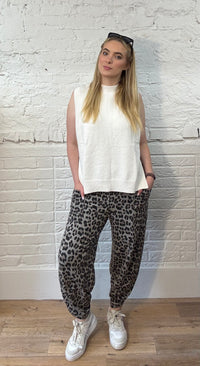 Leopard Print Barrel Leg Joggers