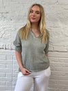 Cotton & Linen Mix Shirred Sleeve Top