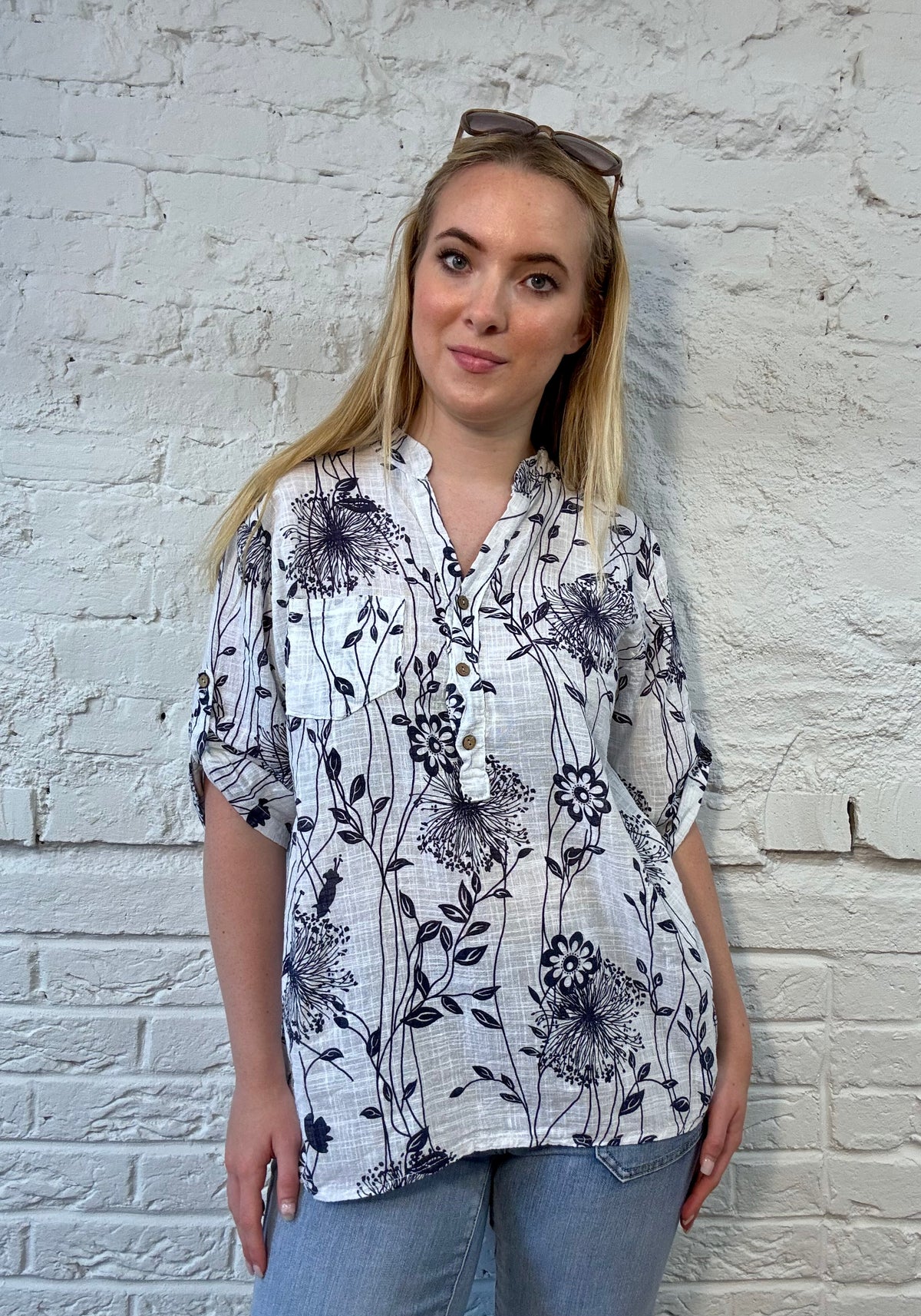 Dandelion Dream Roll-Sleeve Top