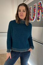 Funnel Neck Contrast Stitch Jumper