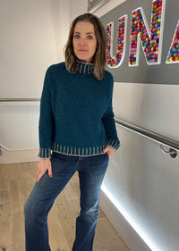 Funnel Neck Contrast Stitch Jumper
