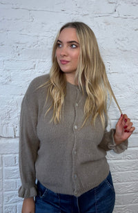 Alpaca Ruffled Cuff Cardigan
