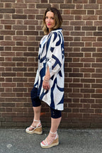 Long Abstract Print Cotton Shirt