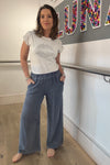 Cotton & Linen Mix Wide Leg Trousers