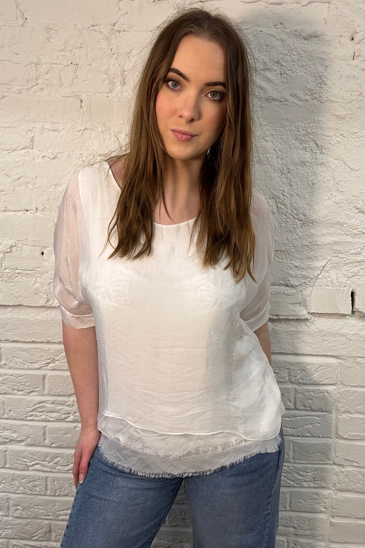 Top de seda de doble capa (OS 10-16)