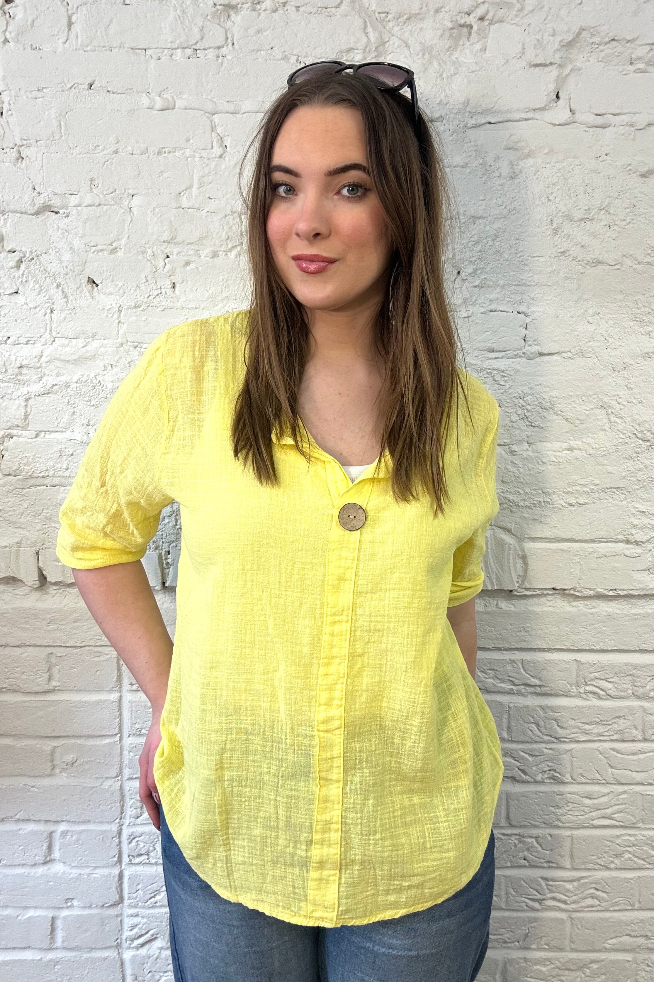 Front Button Detail Cotton Top