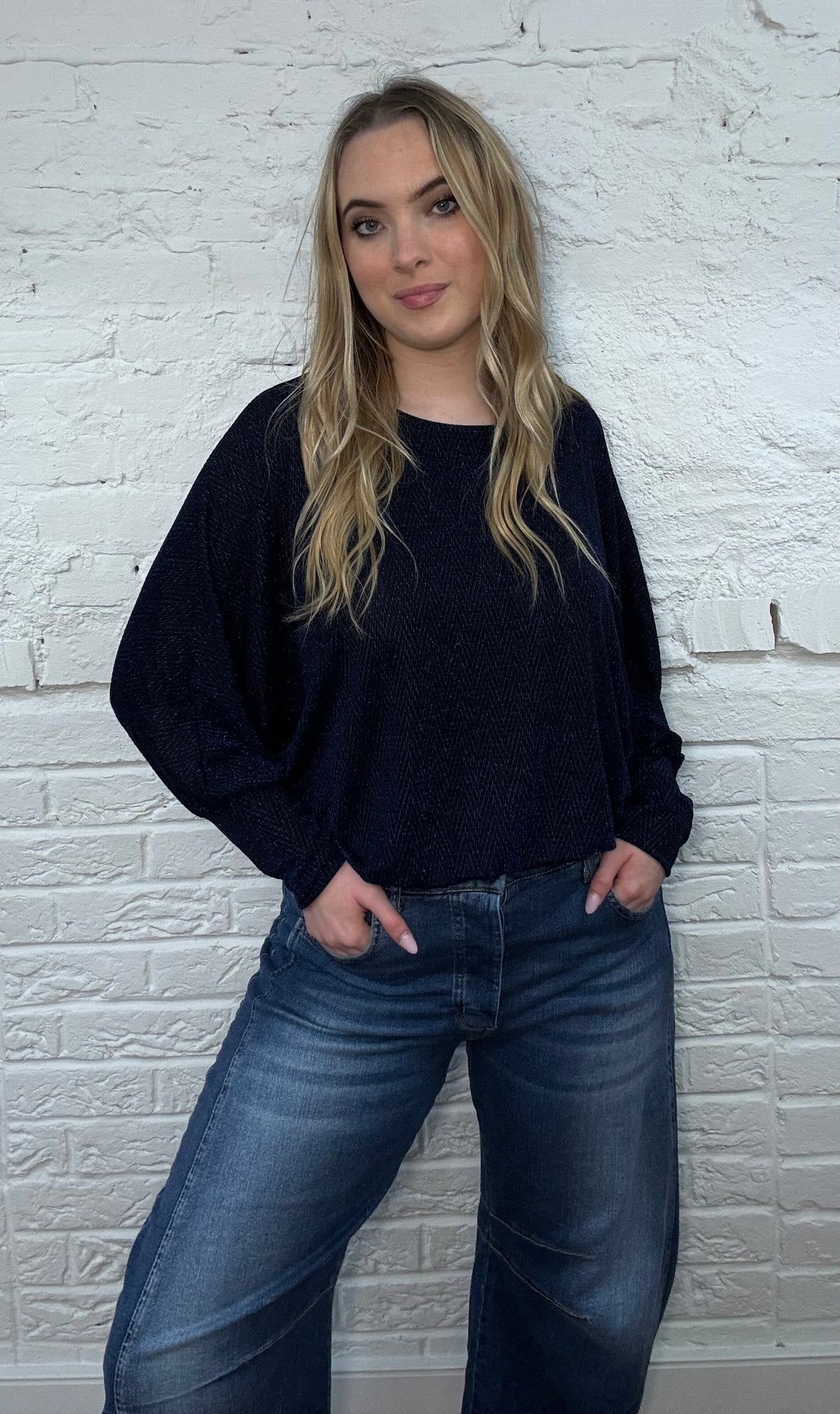 Elara Sparkle Batwing Top