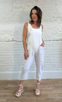 Tie Strap Linen Dungarees