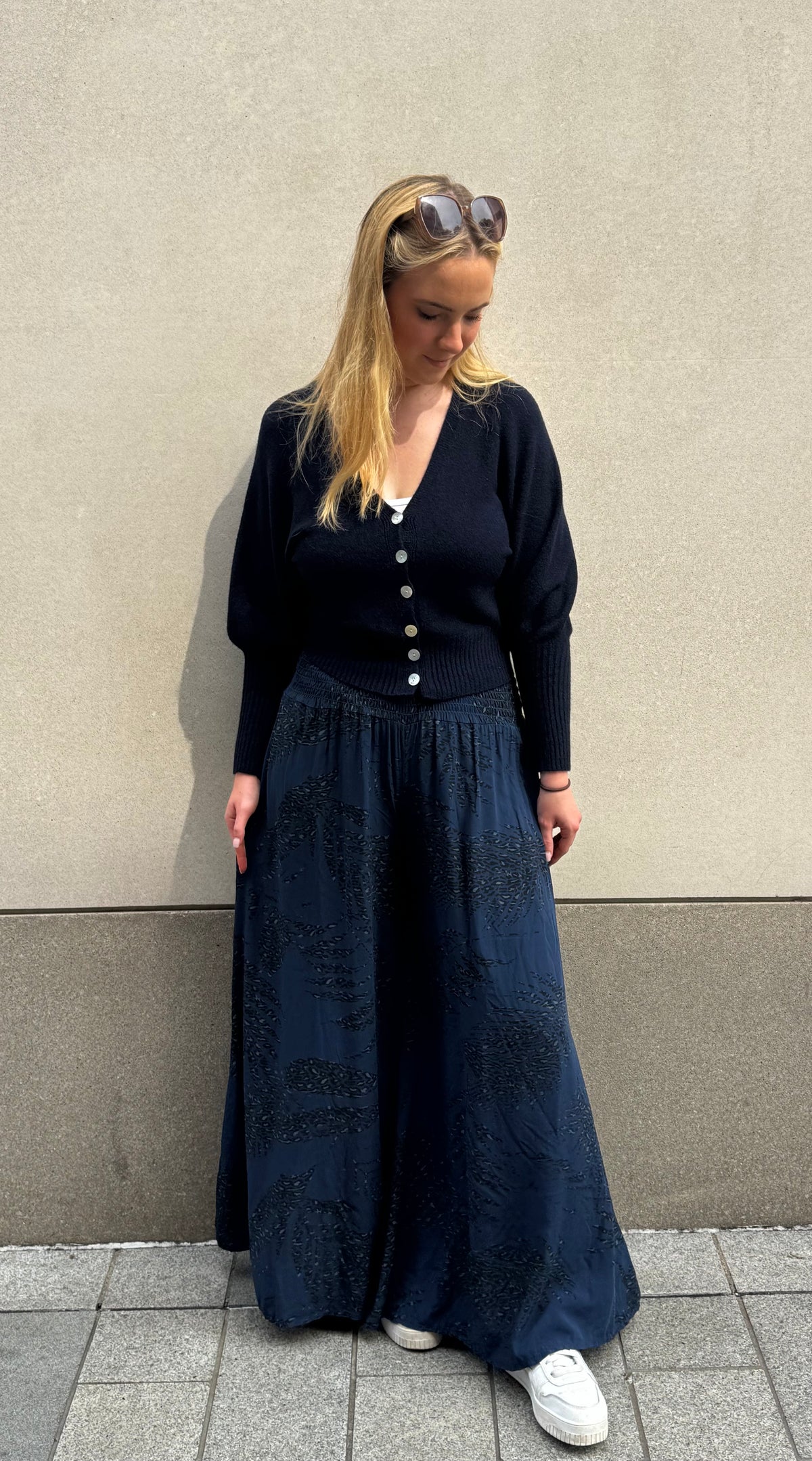 Leaf Print Wide Leg Trouser