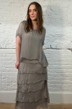 Kleid mit Seiden-Overlay