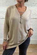 Julia Zip-Front Soft Knit