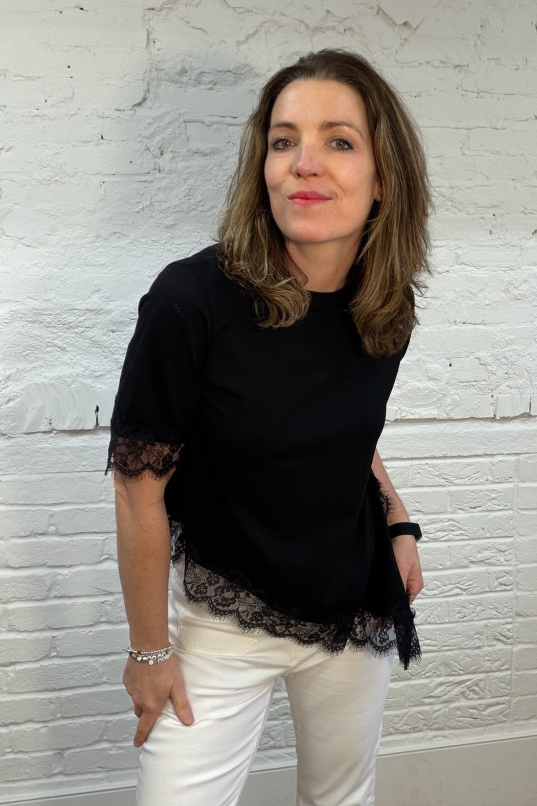 Remi Lace Trim Asymmetric Top