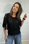 Embroidered Angel Sleeve Top