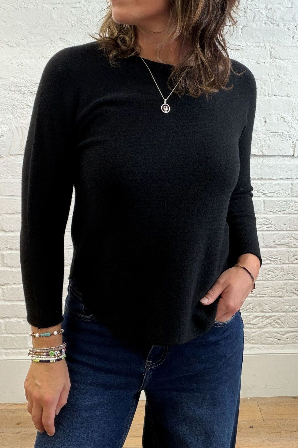 Phoebe Curved Hem Round Neck