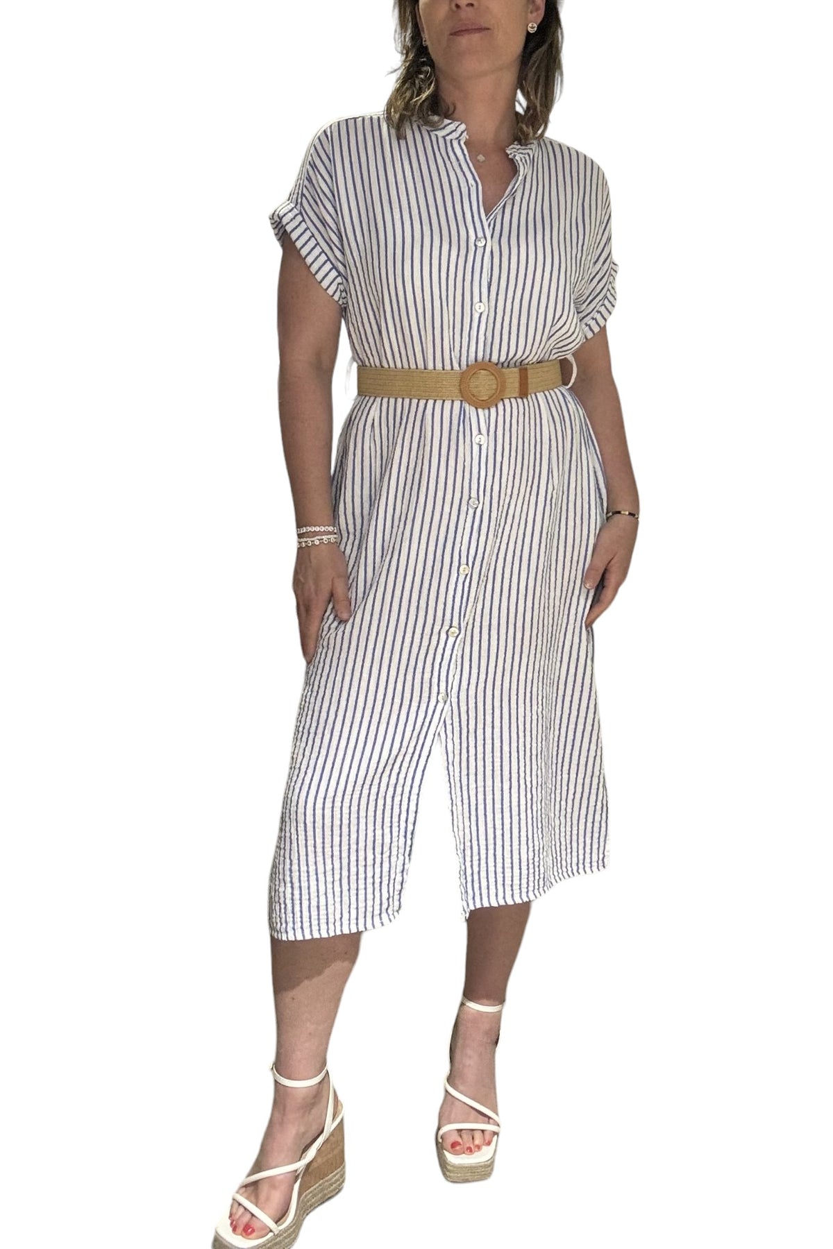 Striped Cotton Gauze Dress