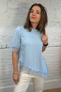 Remi Lace Trim Asymmetric Top