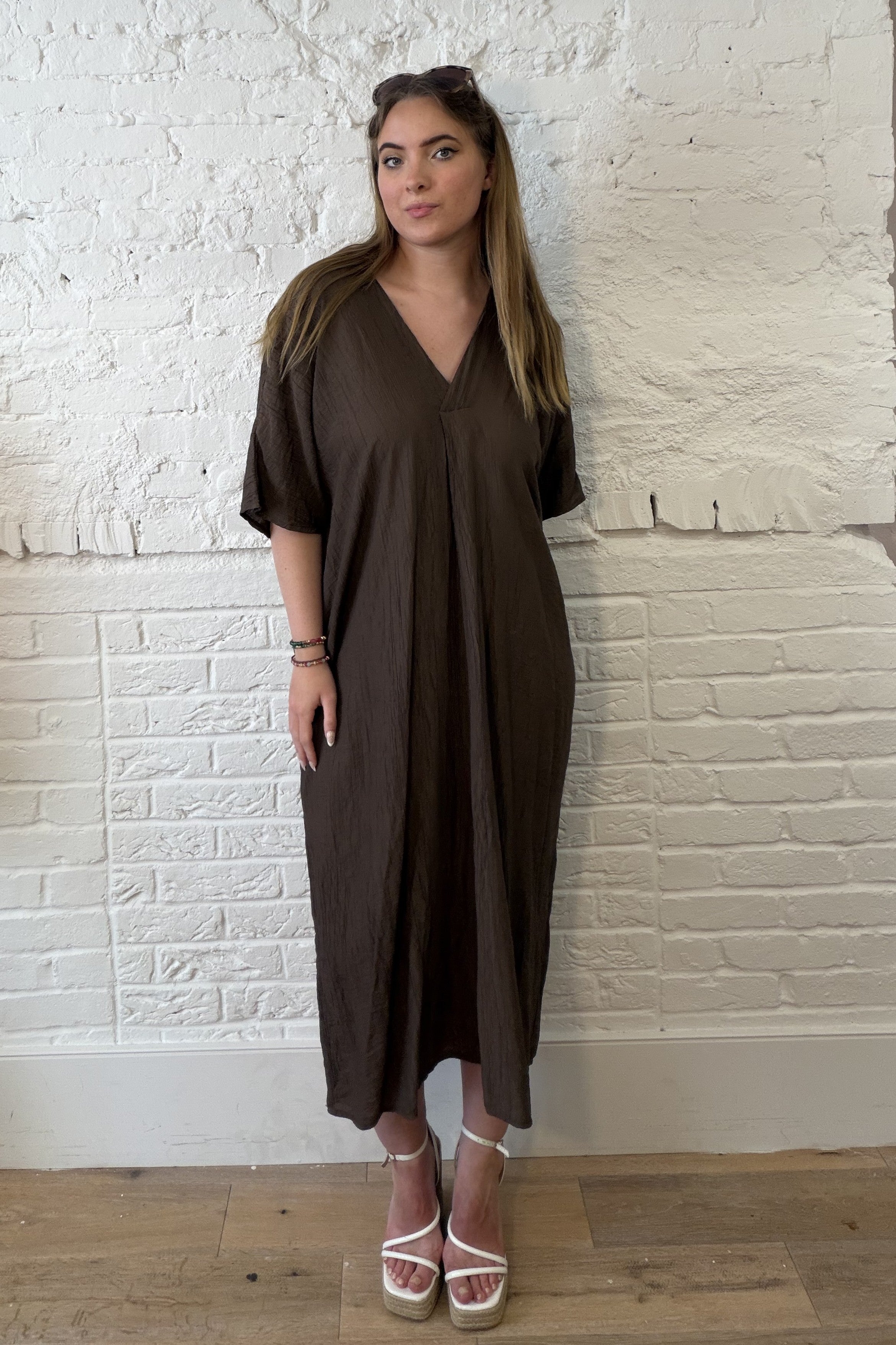 Aziza Crinkle Kaftan Dress