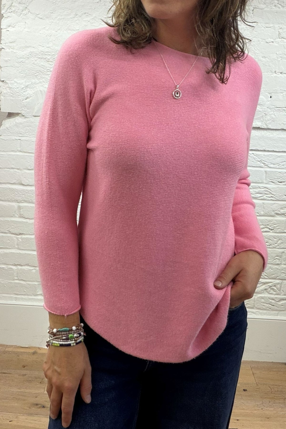 Phoebe Curved Hem Round Neck