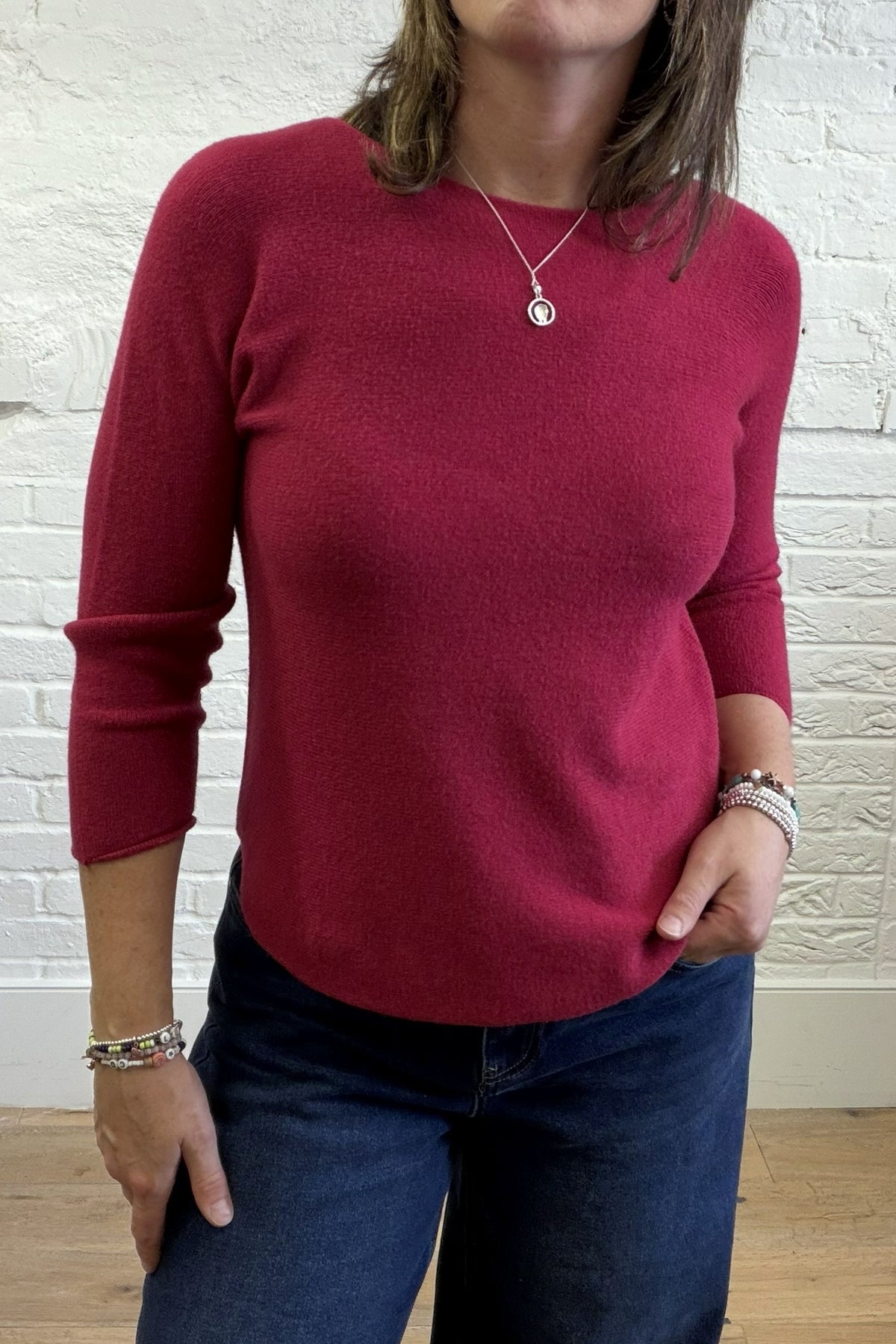 Phoebe Curved Hem Round Neck