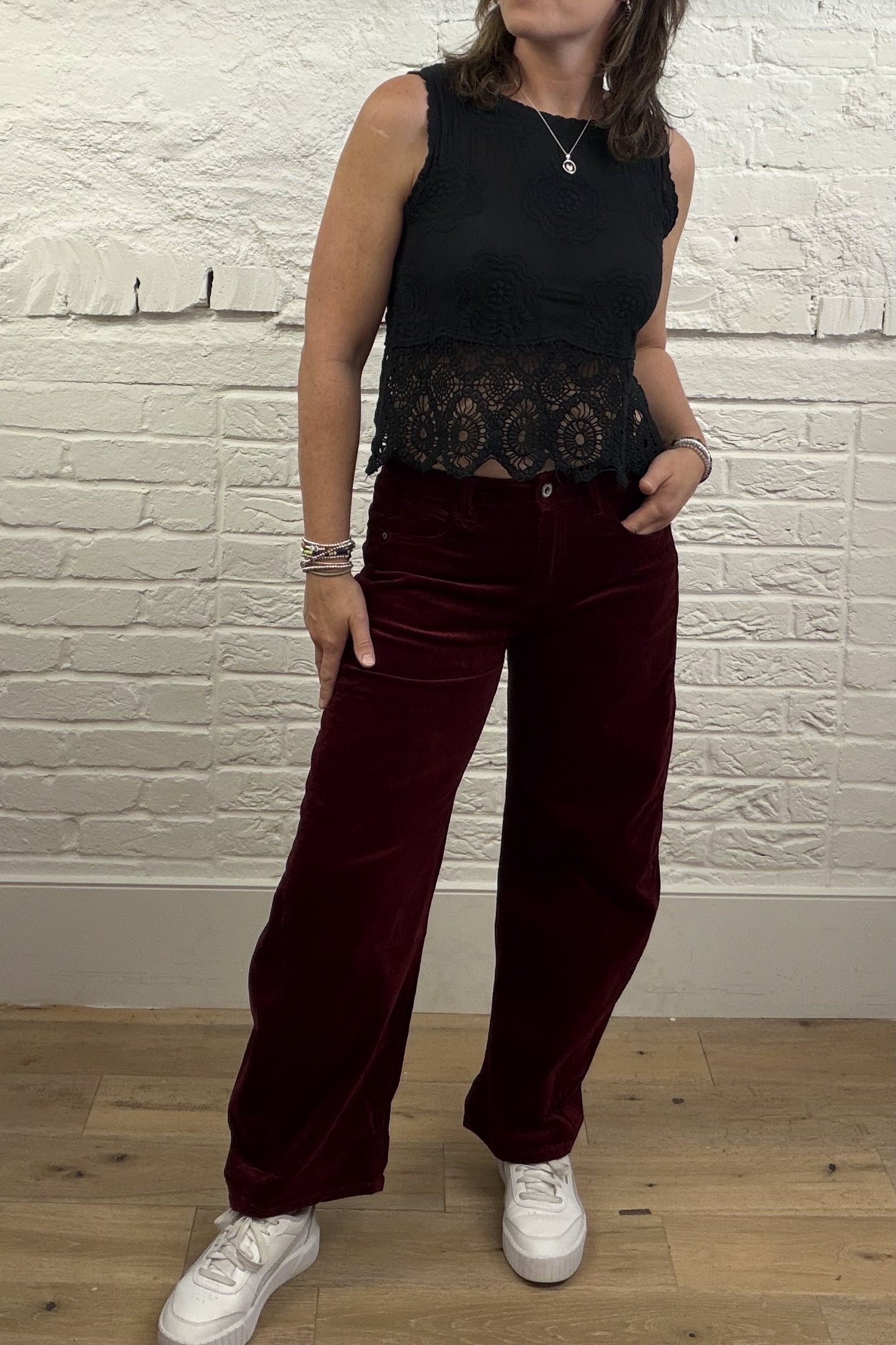 Saskia Needlecord Barrel Leg Trousers